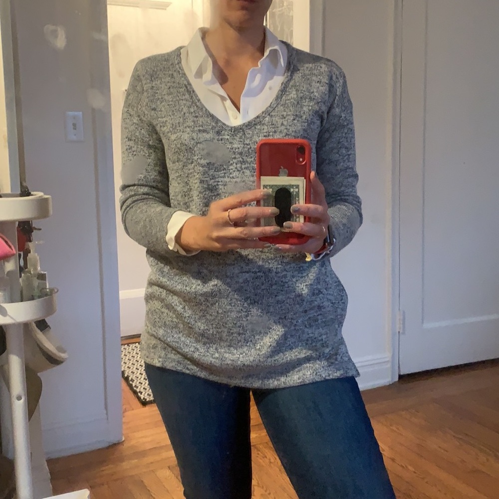 Gap, casual blue and white long sleeve sweater